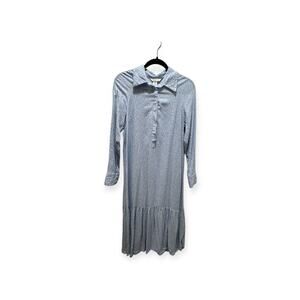 H&M Women’s Dress Maxi Long Sleeve Blue Floral Collar Lightweight Size Small 394